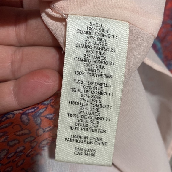 Rebecca Taylor dress patchwork tiered raw hem off the shoulder lined‎ 0 silk - Picture 7 of 9